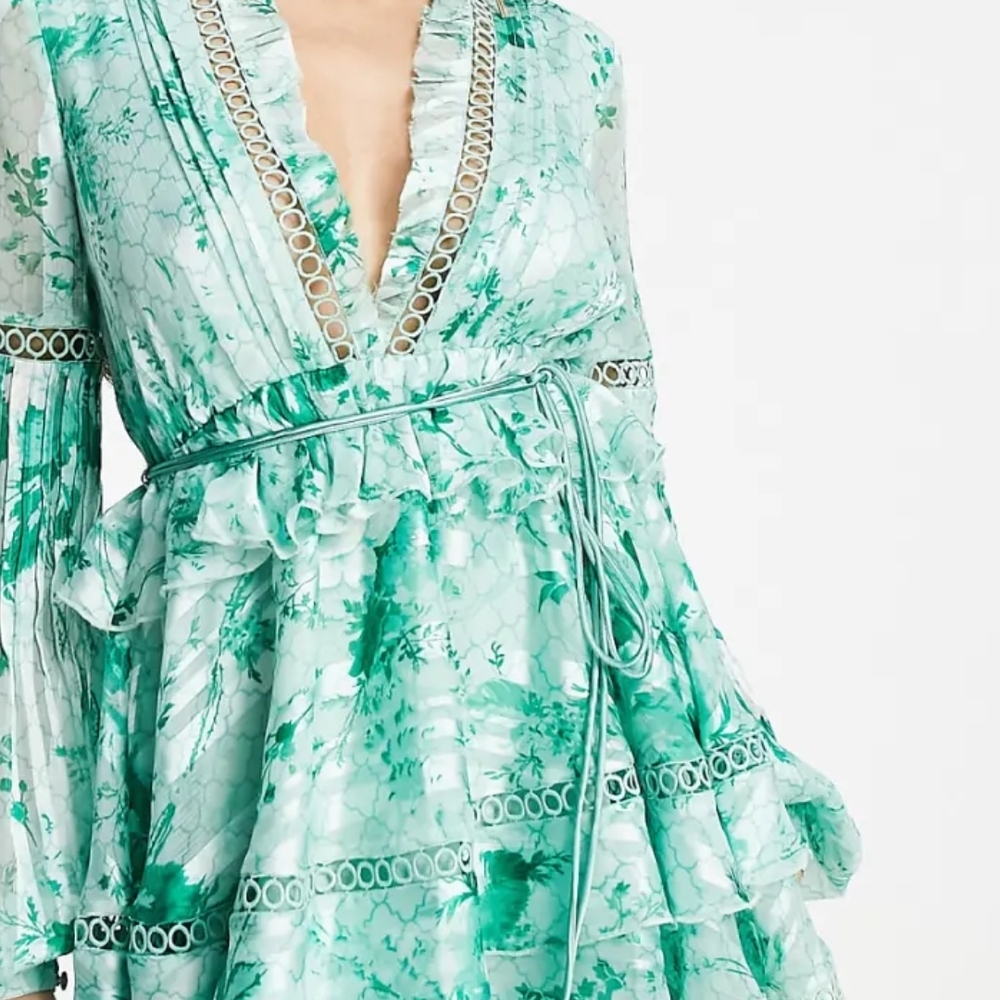 ASOS Petite Green Long Sleeve Plunge Sundress- Only Wear Once & Still New